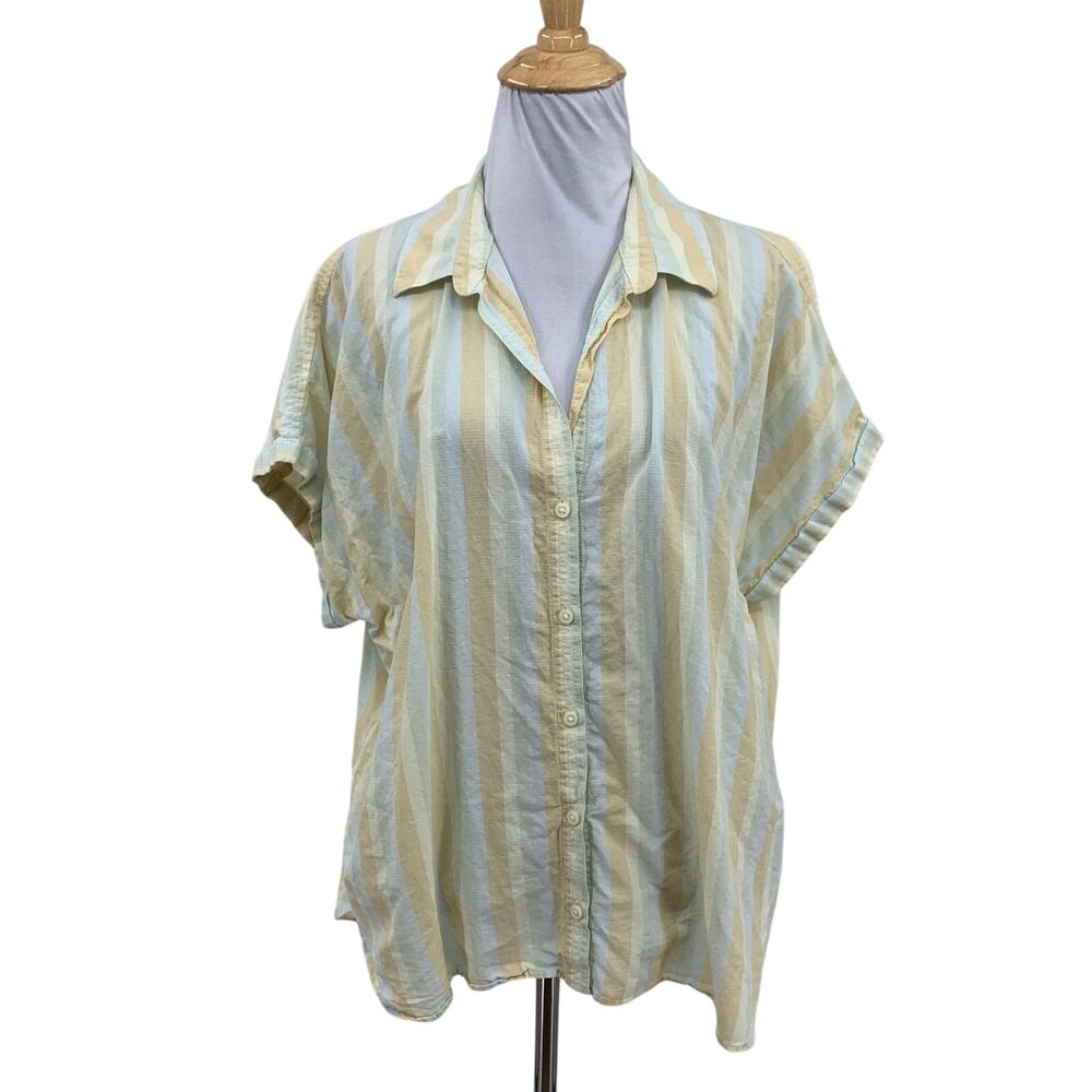 Patagonia Shirt Women L Large Multi Lightweight A/C Striped Hemp Blend Button Up